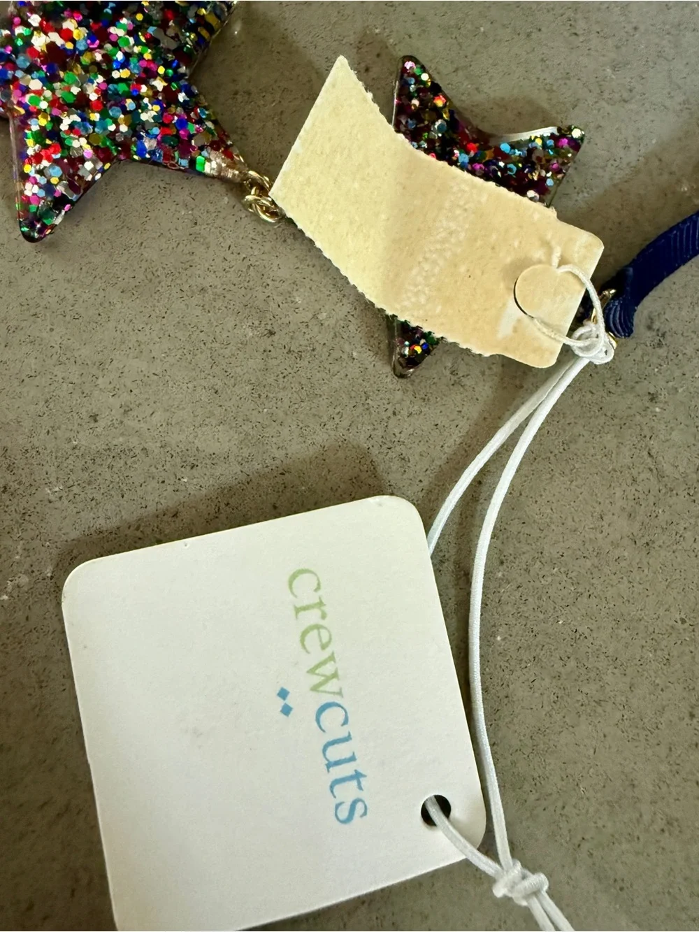 NWT. J.Crew Crewcuts Kids Acrylic Glitter Star Necklace on Ribbon